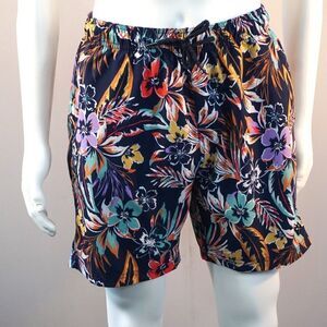 MBX Premium Goods Mens Swim Trunks Floral Flex Fit Elastic Waist Drawstring Sz L